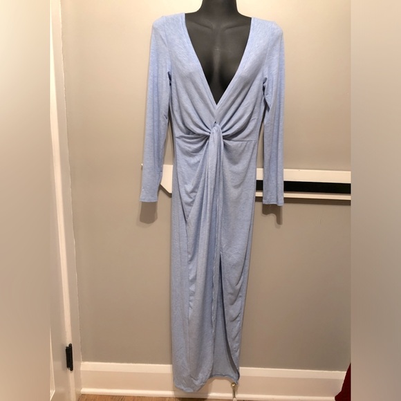 Absolute & Faith NWT Heather Blue Jersey Wrap Dress with Slit Leg, Size Medium - Picture 1 of 3